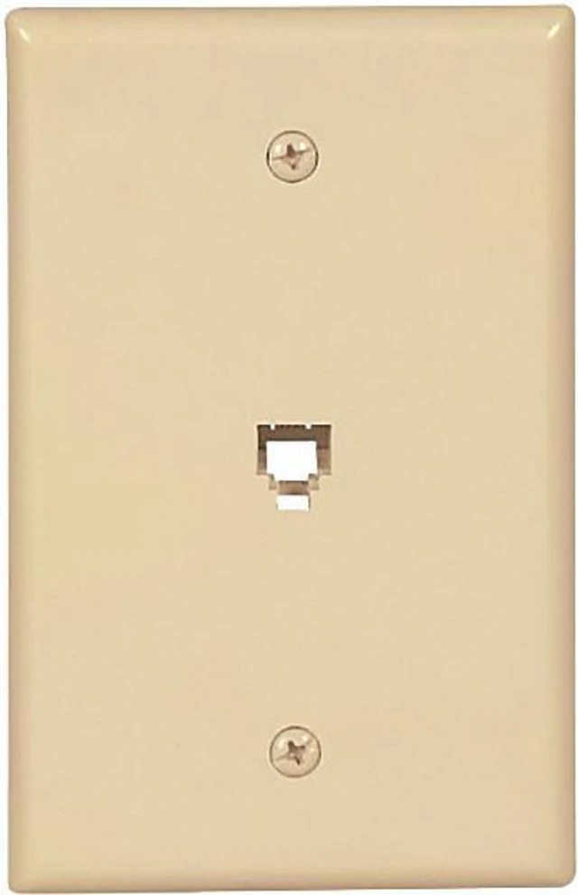 Main image of Cooper 3533-4V Ivory Four Wire Mid-Size Telephone Jack Wall Plate