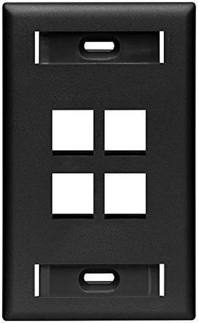 Main image of Leviton Black Quickport 4-Port ID WIndow Wallplate 42080-4ES