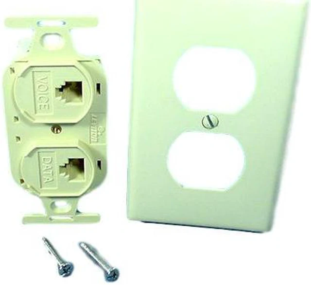 Main image of Leviton 41365-IDI Telephone Type 106 Duplex Insert Flush Wall Jack Ivory