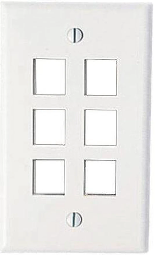 Main image of Leviton White 1-Gang 6-Port QuickPort Wallplate Cover 40806-BW