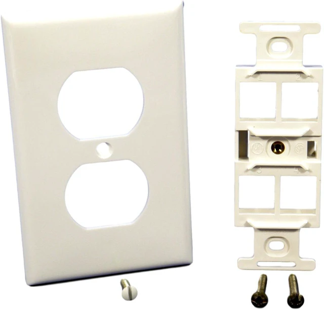 Main image of Leviton White Quickport 4-Port Wallplate Insert Duplex 106 Quad 40898-WBR