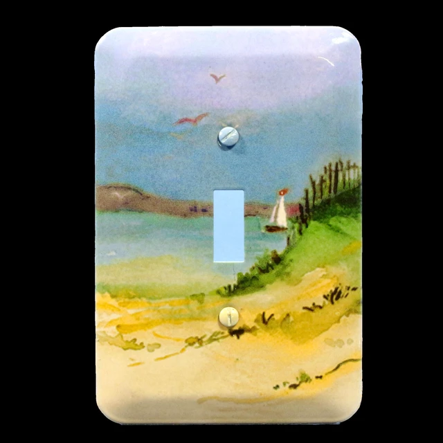 Main image of Leviton 89001-SEA 1-Gang Toggle Switch Wallplate Switchplate, Seashore Motif