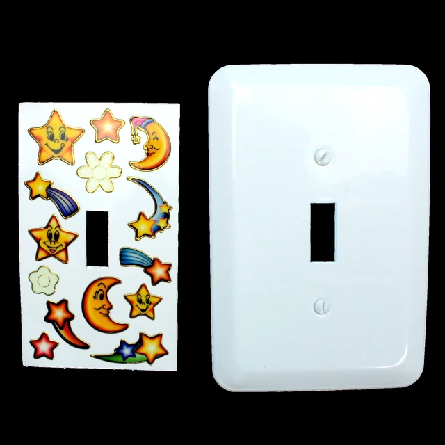 Main image of Leviton Star & Moon Stickers White Wall Plate Switch Cover 89001-STK