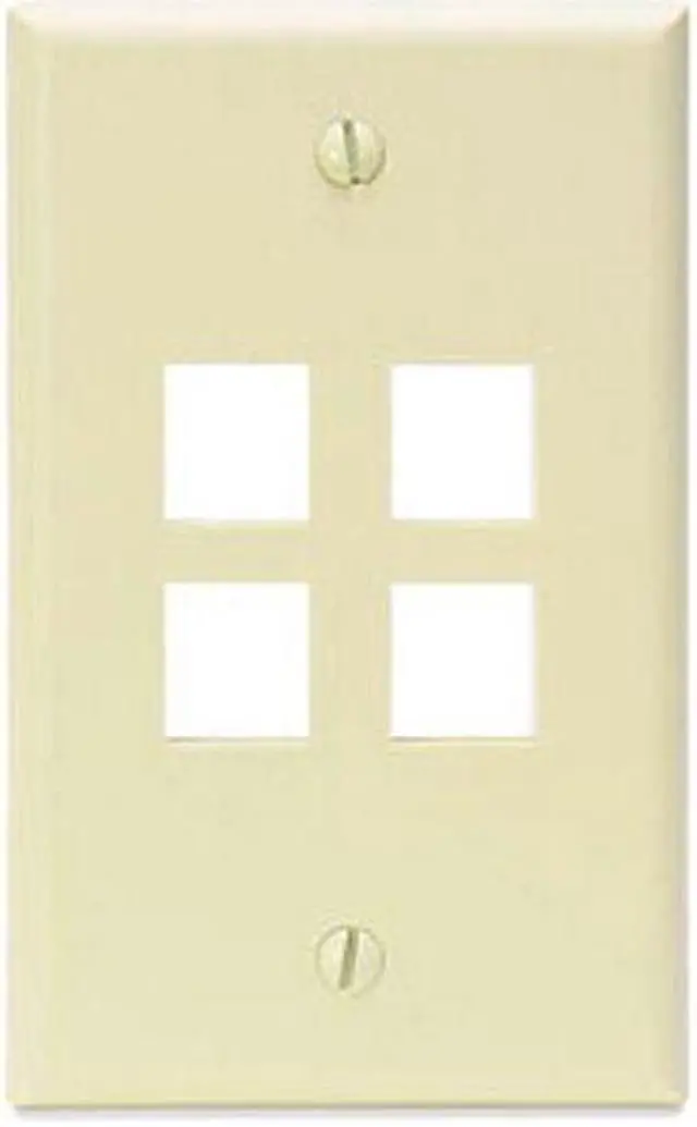 Alt view image 2 of 2 - Leviton Almond Standard 1-Gang Quickport 4-Port Flush-Mount Wallplate 41080-4AP