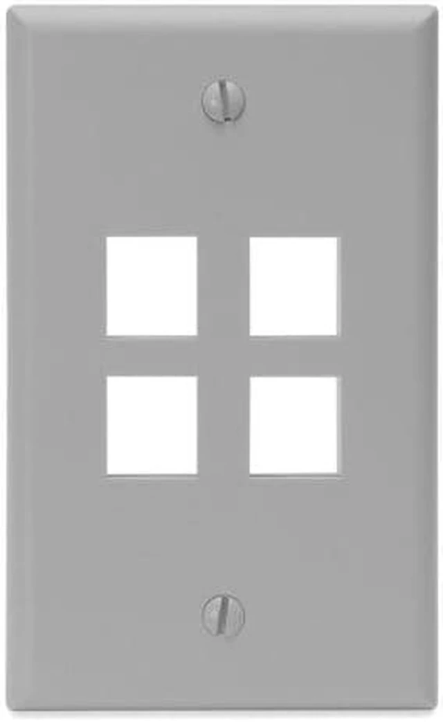 Alt view image 3 of 3 - Leviton Gray Quickport 4-Port Wallplate 41080-4GP