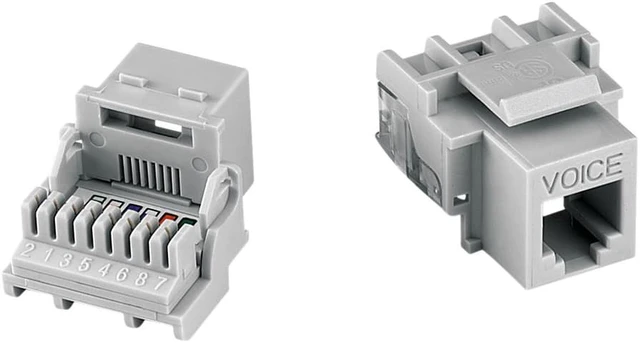Main image of Cooper Wiring Devices 9556WS Aspire Modular Snap-In Keystone Telephone Voice Jack, RJ11 RJ12 6-Wire, White Satin (Pale Gray)