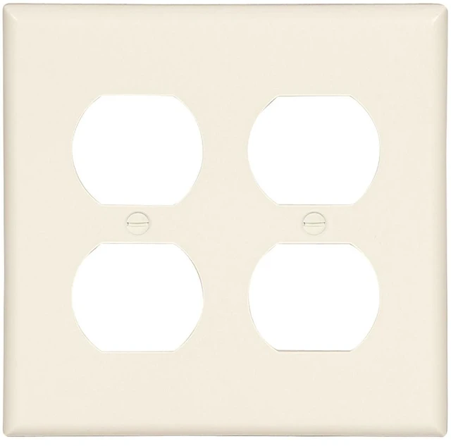 Main image of Cooper Wiring Devices 2150LA 2-Gang Duplex Receptacle Wall Plate, Standard Size, Thermoset Plastic, Light Almond