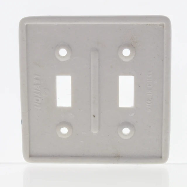 Alt view image 3 of 3 - Leviton Butterfly Pattern 2-Gang Porcelain Switch Cover Toggle Wallplate 89509-FLY