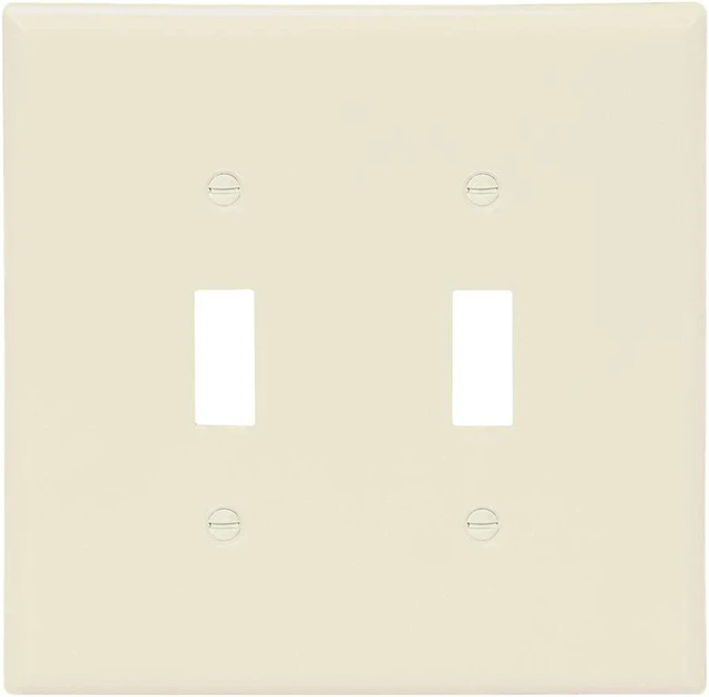Main image of Cooper 2139A Almond Toggle Wall Plate, 2-Gang Switch Cover