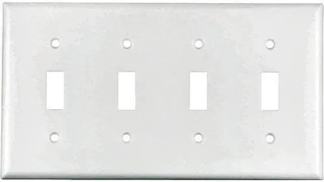 Alt view image 2 of 2 - Cooper Wiring Devices 2154W 4-Gang Toggle Switch Wall Plate, Standard Size, Thermoset Plastic, White