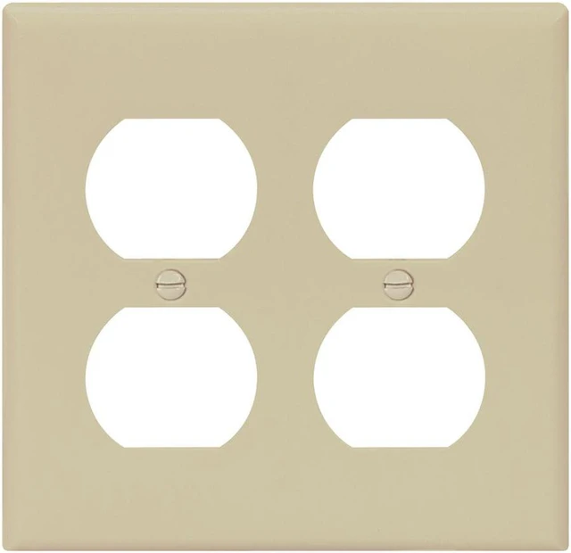 Main image of Cooper Wiring Devices 2150V 2-Gang Duplex Receptacle Wall Plate, Standard Size, Thermoset Plastic, Ivory