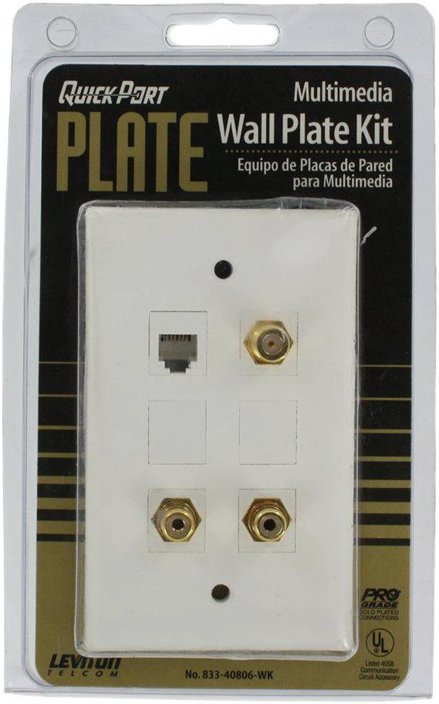 Main image of Leviton White Quickport Wallplate Phone Jack Cable RCA 40806-WK