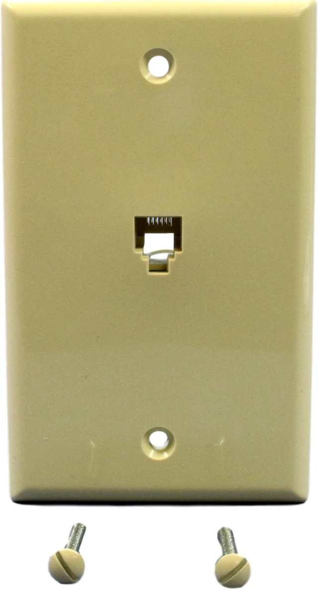 Main image of Ivory 6-Wire Phone Jack Telephone Wall Plate 40238-I