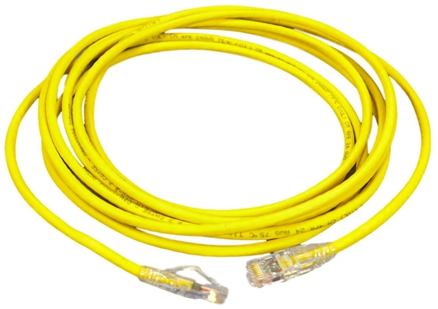 Main image of Leviton Yellow Gigamax Slimline 15' Network Patch Cord Booted Cat5e 5D460-15Y
