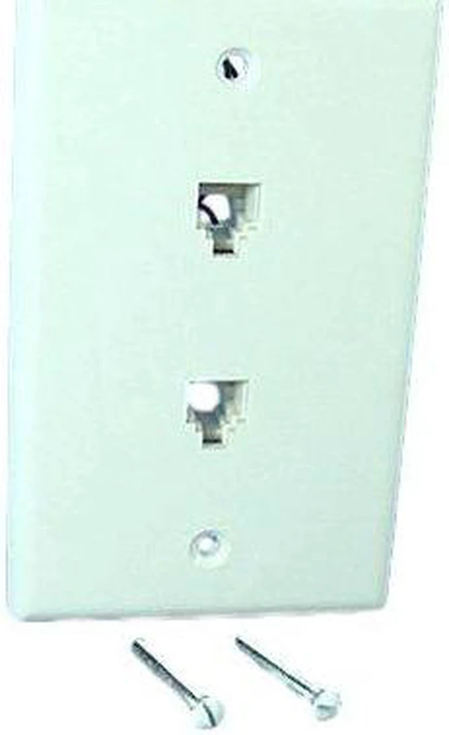 Main image of Leviton 40266-W White Duplex Phone Jack Wall Plate