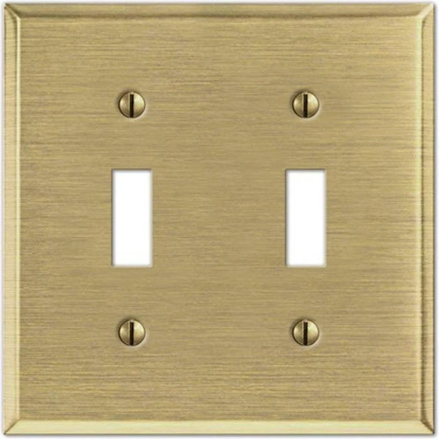 Main image of Creative Accents by Jackson Deerfield 9AB102 2-Gang Toggle Switch Wall Plate, Standard Size, Steel w/ Brushed Satin Antique Brass Plated Finish