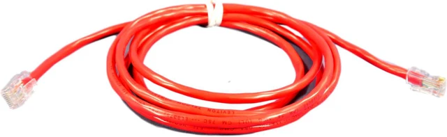 Main image of Leviton Red Cat 5 7ft Ethernet LAN Patch Cord Network Cable Cat5 8P8C 52455-7R