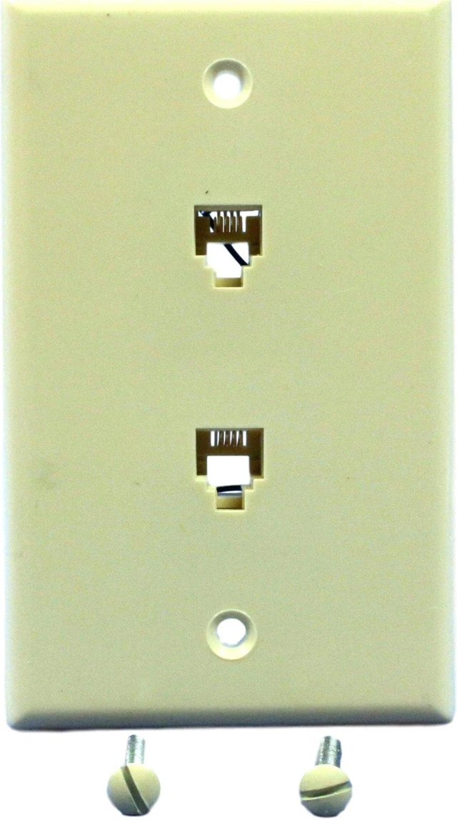 Main image of Leviton 40244-A Almond Duplex Phone Jack Wall Plate