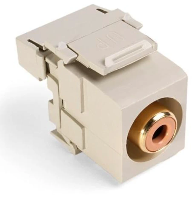 Main image of Leviton Quickport Ivory PCM Audio Jack Orange Stripe 40735-ROI