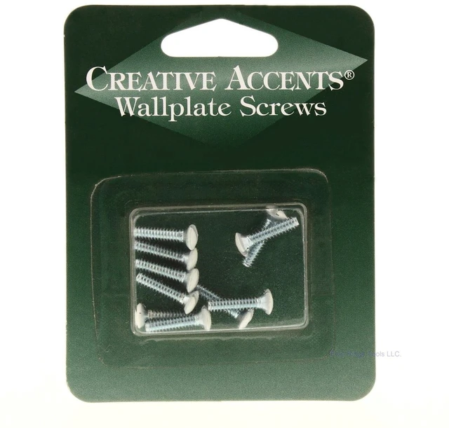 Main image of Creative Accents by Jackson Deerfield 9SW010 Painted Steel Wall Plate Screws, 5/8" Long, 6-32 Thread, Straight Slotted Oval Head, White, 10-Pack