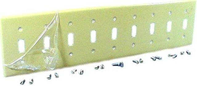 Main image of Leviton S603-I Ivory Painted Metal Nine Gang Toggle Light Switch Wall Plate