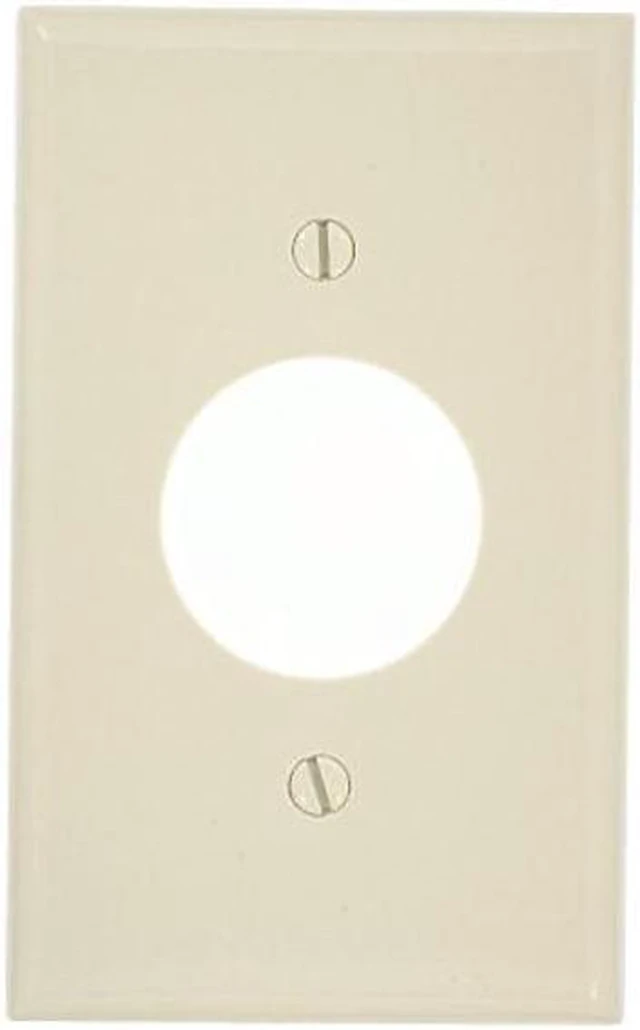 Main image of Leviton 1-Gang Single Receptacle Wallplate, 1.406-Inch Hole Diameter, Unbreakable Thermoplastic Cover, Standard Size, 80704-T, Light Almond