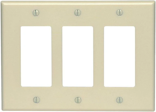 Main image of Leviton 80611-I Ivory Midway Three Gang Decora Wall Plate