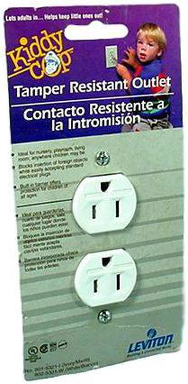 Main image of Leviton 5321-W Duplex Receptacle, Tamper Resistant Outlet, Push-in & Side Wired, Grounding, 15A 125V, Residential Grade, White