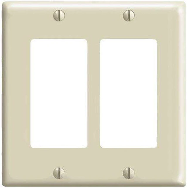 Main image of Leviton 2-Gang Decora GFCI Rocker Switch Wall Plate, Standard Size Cover, Unbreakable Nylon, Device Mount, 80409-NI, Ivory
