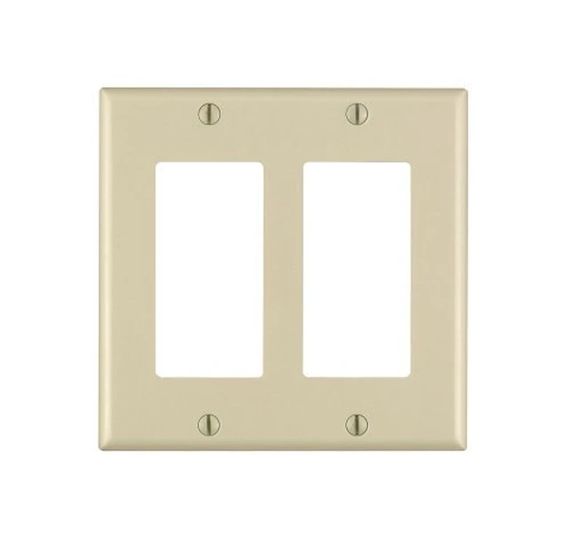 Alt view image 7 of 7 - Leviton 80409-I Decora Wallplate, 2-Gang, Thermoset, Ivory