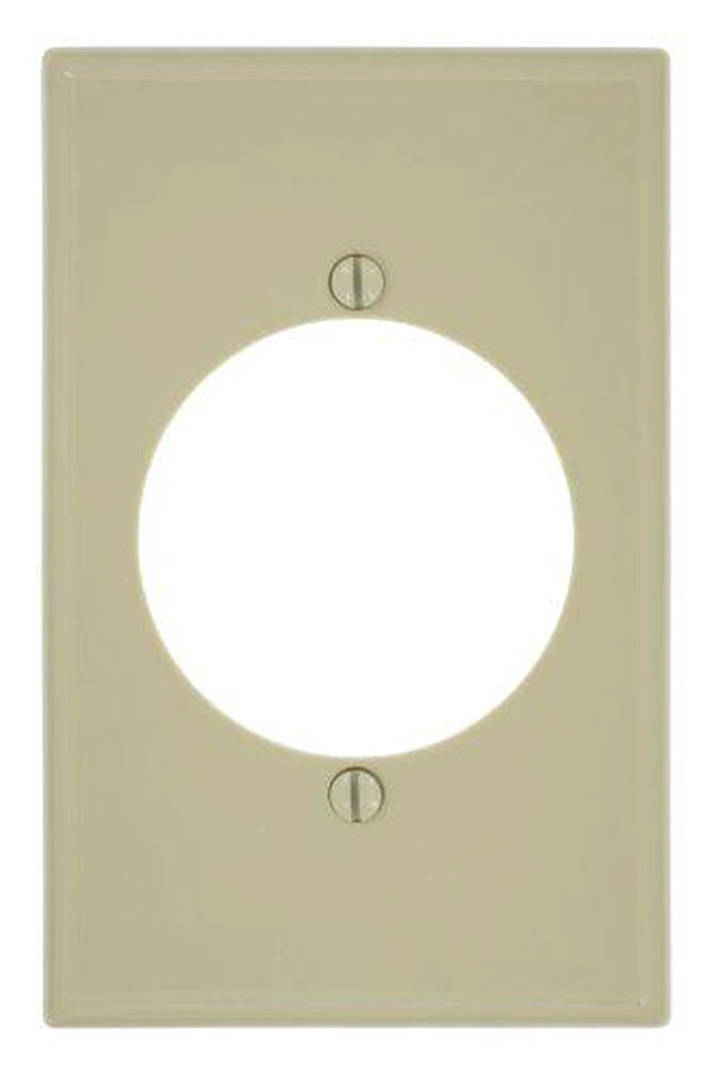 Alt view image 2 of 2 - Leviton 1-Gang Single Receptacle Wall Plate, 2.15" Diameter Outlet Cover, Midway Size, Unbreakable Thermoplastic, 80728-I, Ivory