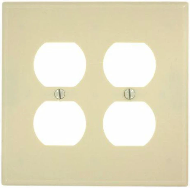 Main image of Leviton 80516-I Ivory Midway Two Gang Duplex Receptacle Wall Plate
