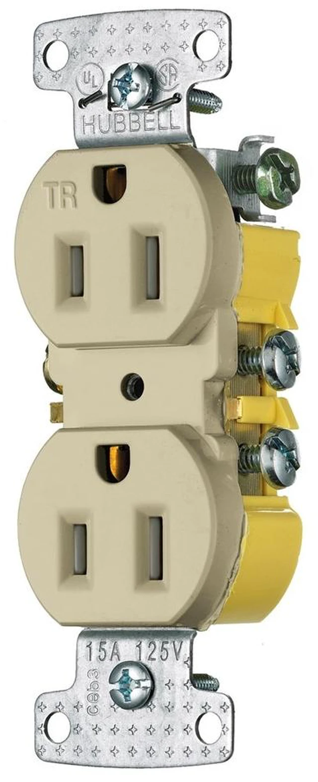 Main image of 10 Hubbell tradeSelect RR15SITR Ivory Tamper Resistant Duplex Receptacle Outlets 15A 125V