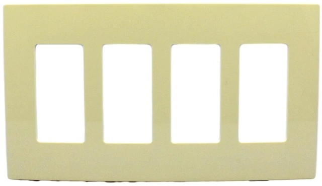 Main image of Leviton Almond 4-Gang Midway Size Decora Screwless Wallplate Cover GFCI GFI SJ264-SA