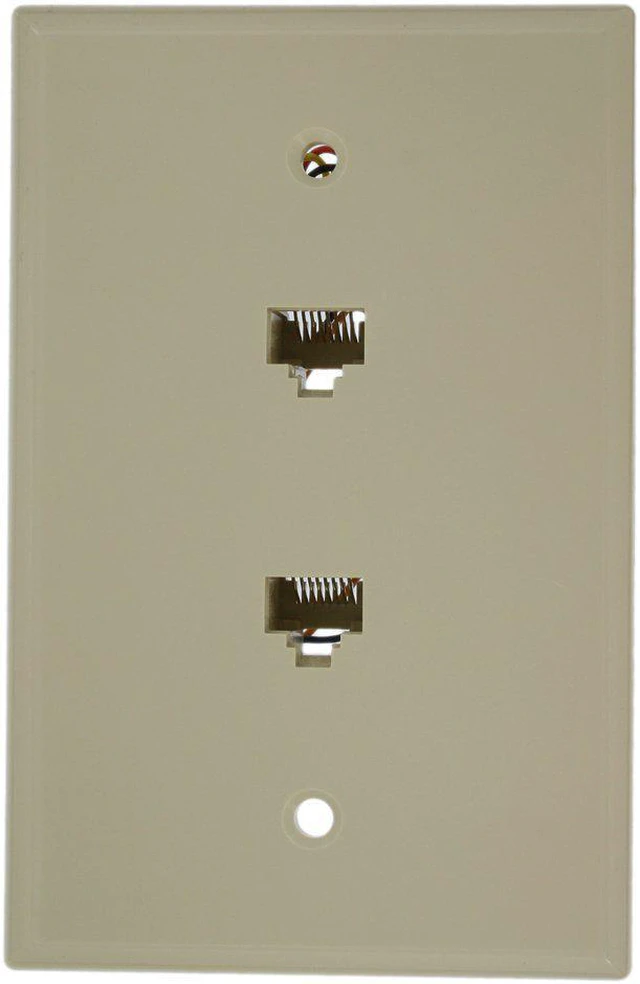 Main image of Ivory DUPLEX Phone Jack LARGE Midway Wall Plate Telephone 40588-I