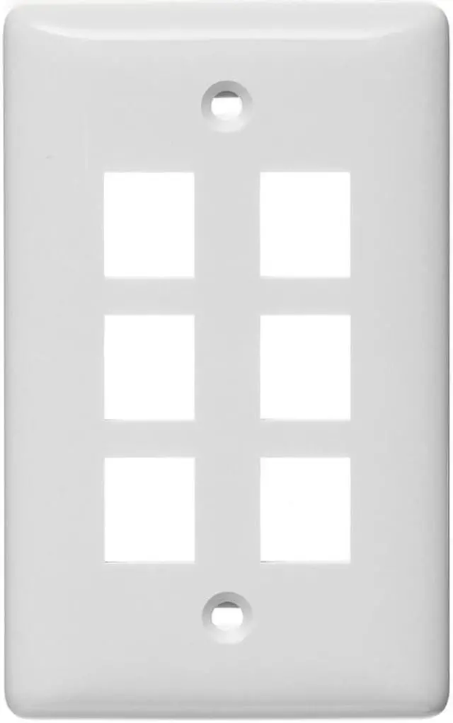 Alt view image 2 of 3 - PLATE,WALL, LABEL-LESS,1-G,6-PORT,WH