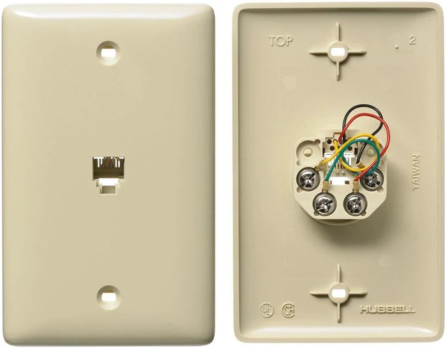 Main image of Hubbell NS730I Netselect 1-Gang Telephone Jack Wall Plate, 4-Conductor 6-Position, Screw Terminals, Unbreakable Thermoplastic, Standard Size, Ivory