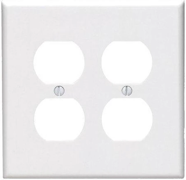 Main image of Leviton 80516-W White Midway Two Gang Duplex Receptacle Wall Plate
