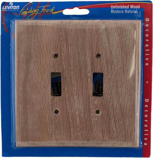 Alt view image 2 of 3 - Leviton Unfinished Wood 2-Gang Switch Cover Wall Plate Switchplate 89209-UNF