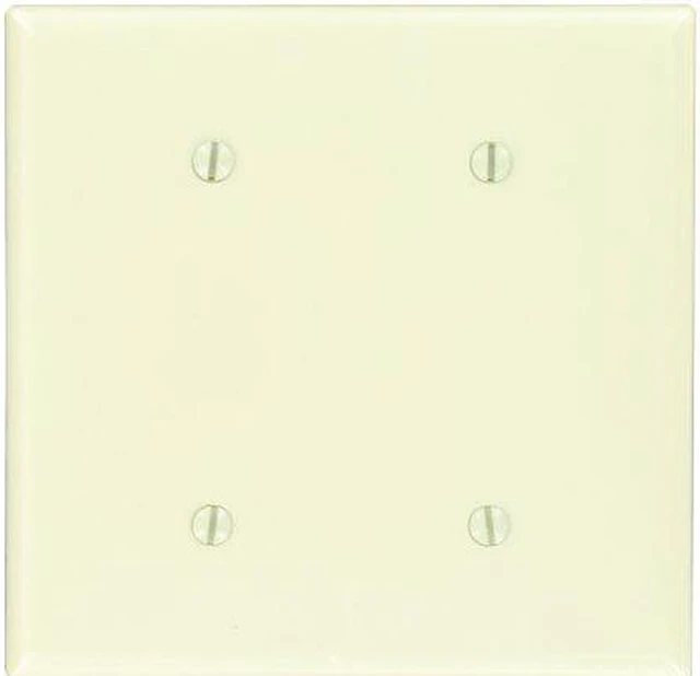 Main image of Leviton 2-Gang Blank Wall Plate, Strap Mount, Standard Size, Thermoset Plastic, 86034, Ivory