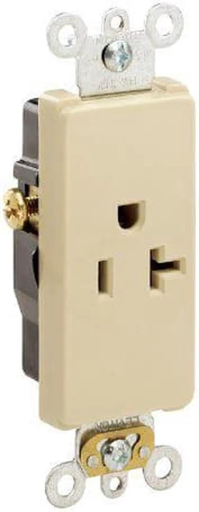 Main image of Leviton Ivory Decora COMMERCIAL Receptacle Outlet 20A 16341-I