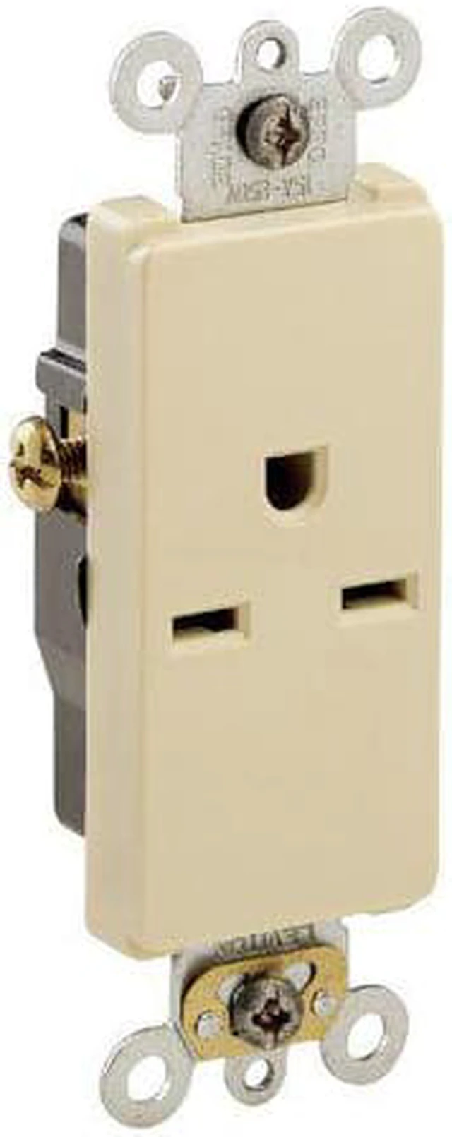 Main image of Leviton Ivory Decora COMMERCIAL Receptacle Single Outlet 250V 15A 16641-I Box