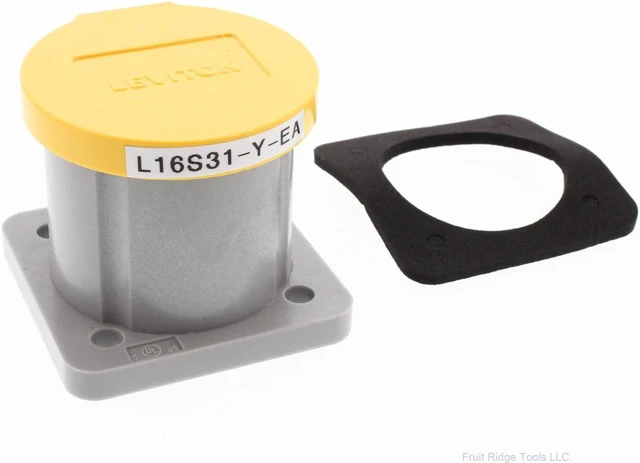 Main image of Leviton 16S31-Y NEMA Type 3R Enclosure with Automatic Closing Lid for Single Pole Cam-Type Panel Receptacle, Thermoplastic Housing and Cover, Stainless Steel Torsion Spring, Yellow