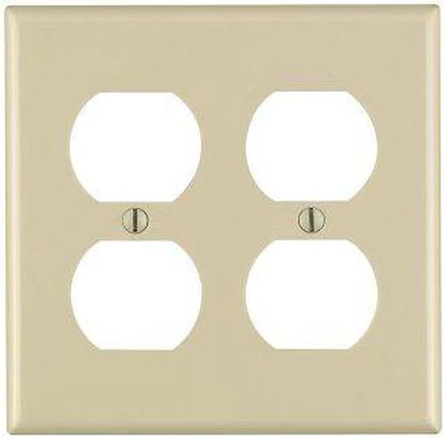 Main image of Leviton 86016 Ivory Two Gang Duplex Receptacle Wall Plate
