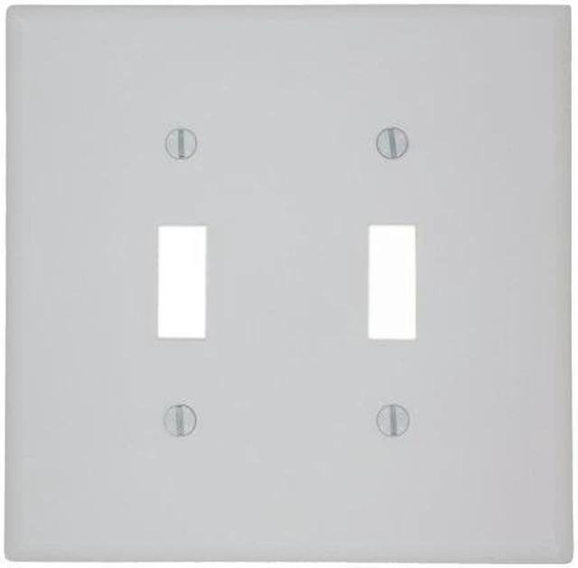 Main image of Leviton 80509-W White Midway Two Gang Toggle Light Switch Wall Plate