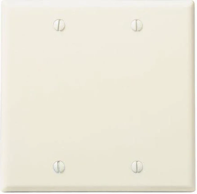 Alt view image 2 of 2 - Leviton 82025 Almond Two Gang Blank Wall Plate