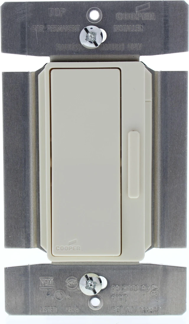 Main image of Cooper Wiring Devices Decorator Dimmer Single Pole/3-Way Almond 8A Mark10 Preset 277V DF8AP7-A