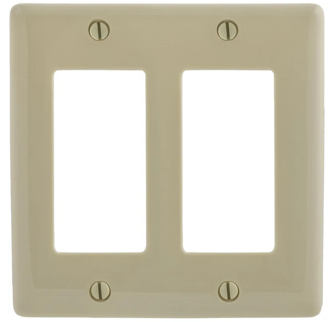 Main image of Hubbell NP262I Ivory Nylon Two Gang Decorator Wall Plate