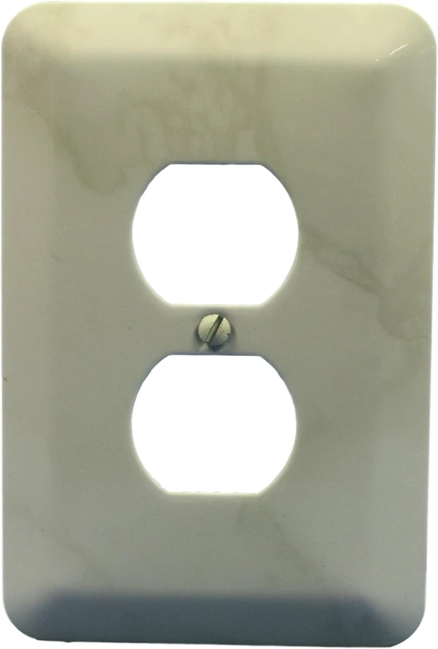 Main image of Leviton Jumbo Ivory Marble Steel Outlet Cover Oversize Receptacle 89303-IML