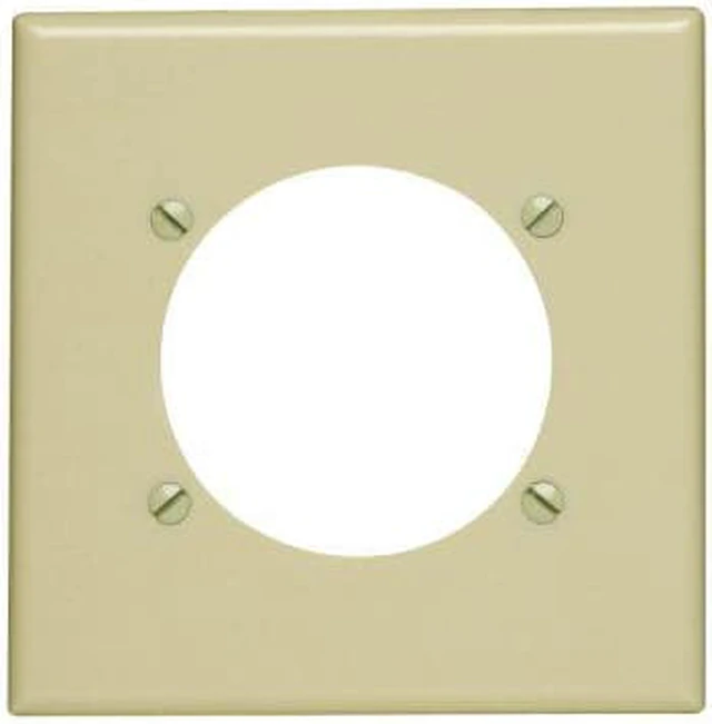 Main image of Leviton 2-Gang Power Outlet Wallplate, 2.465-Inch Diameter, Standard Size Cover, Thermoset Plastic, 80530-I, Ivory